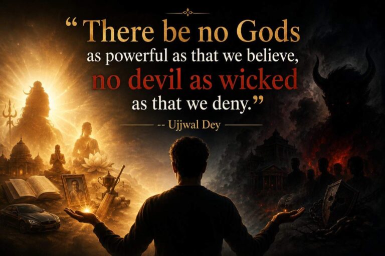 “There be no Gods as powerful as that we believe, no devil as wicked as that we deny.”–Ujjwal Dey