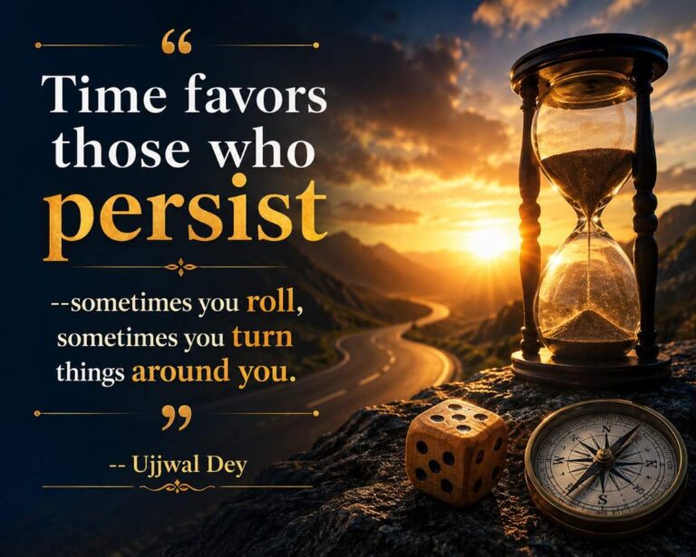 “Time favors those who persist–sometimes you roll, sometimes you turn things around you.” — Ujjwal Dey
