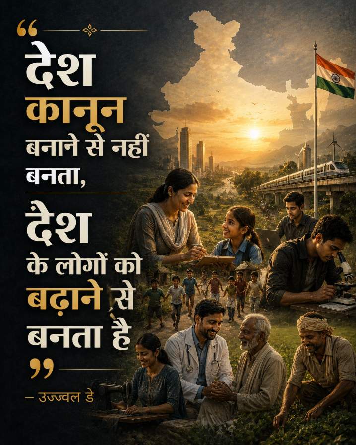 Read more about the article “देश कानून बनाने से नहीं बनता, देश के लोगों को बढ़ाने से बनता है” — उज्ज्वल डे